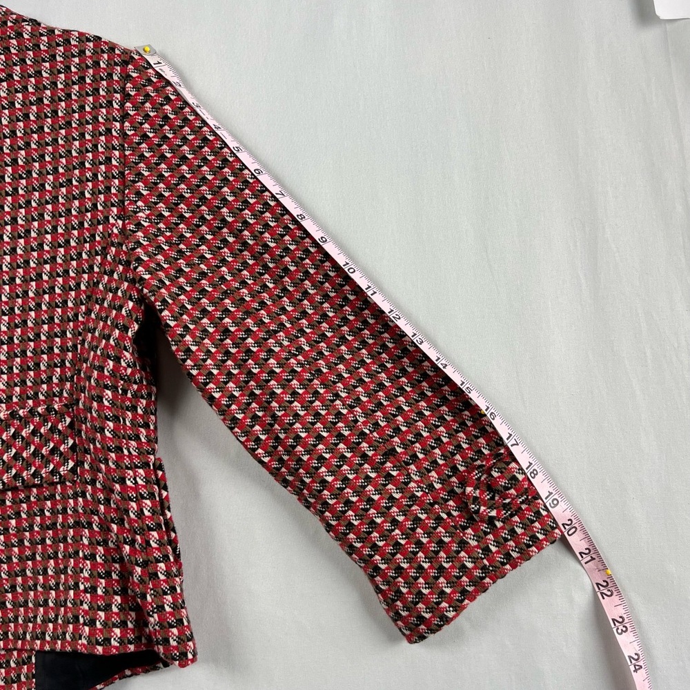 Loft Swing Jacket Womens 6 Boxy Houndstooth Tweed Red Black Career - Picture 11 of 13